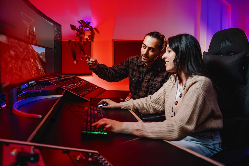 BIMM Game design students using a computer